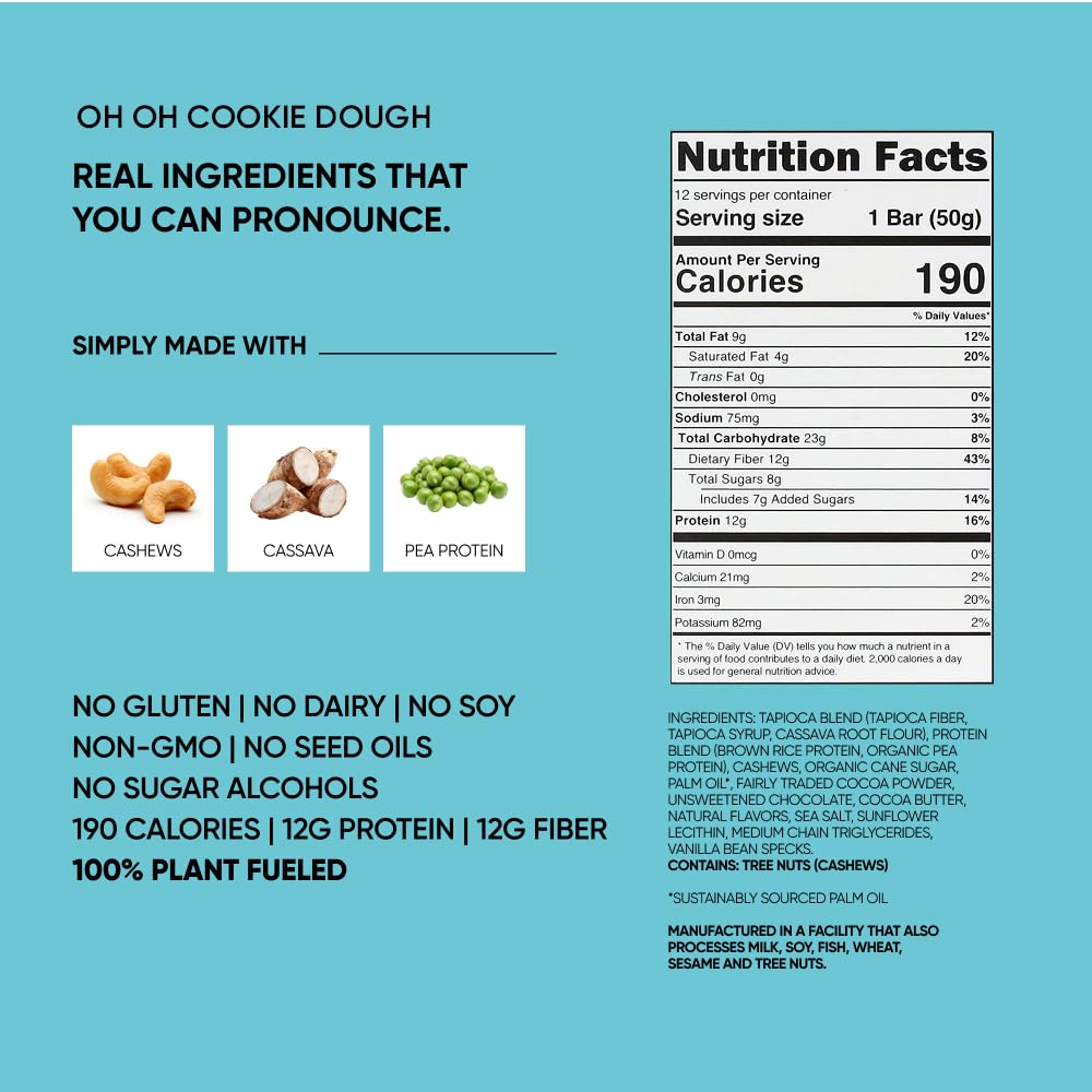 TRUBAR Sweet & Dreamy Cookies & Cream close-up emphasizes gluten-free, dairy-free formulation