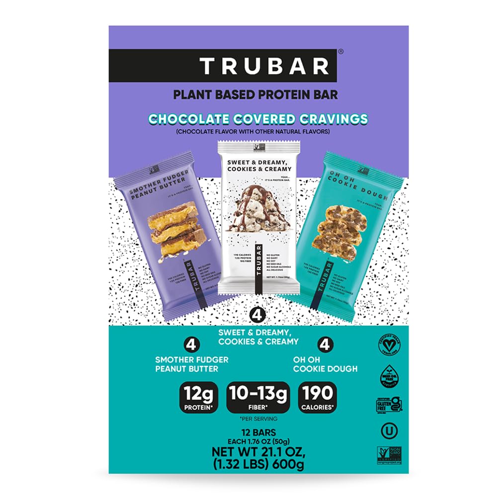 TRUBAR Flavor lineup image invites trying three indulgent plant-based chocolate treats