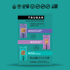 TRUBAR Variety Pack image—gluten-free vegan protein bars assortment.
