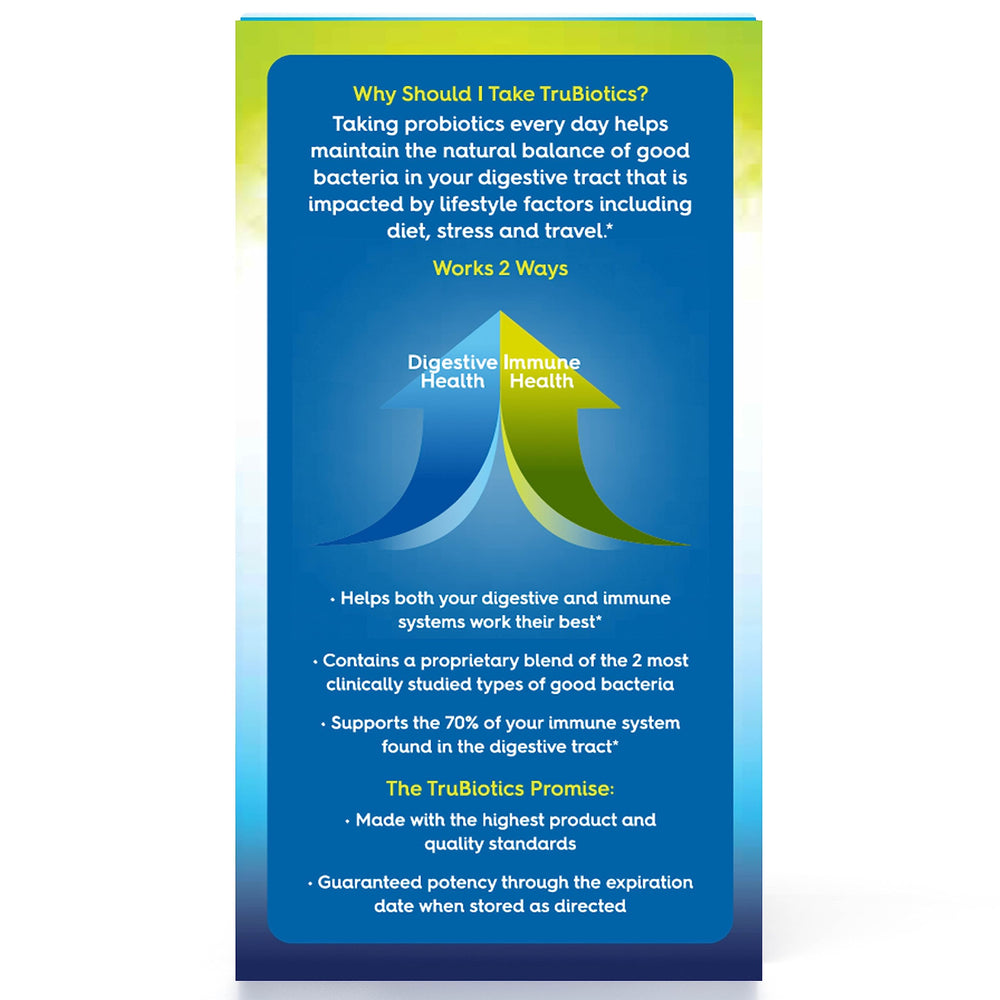 TruBiotics immune-support bottle emphasizing gut-linked immune health.