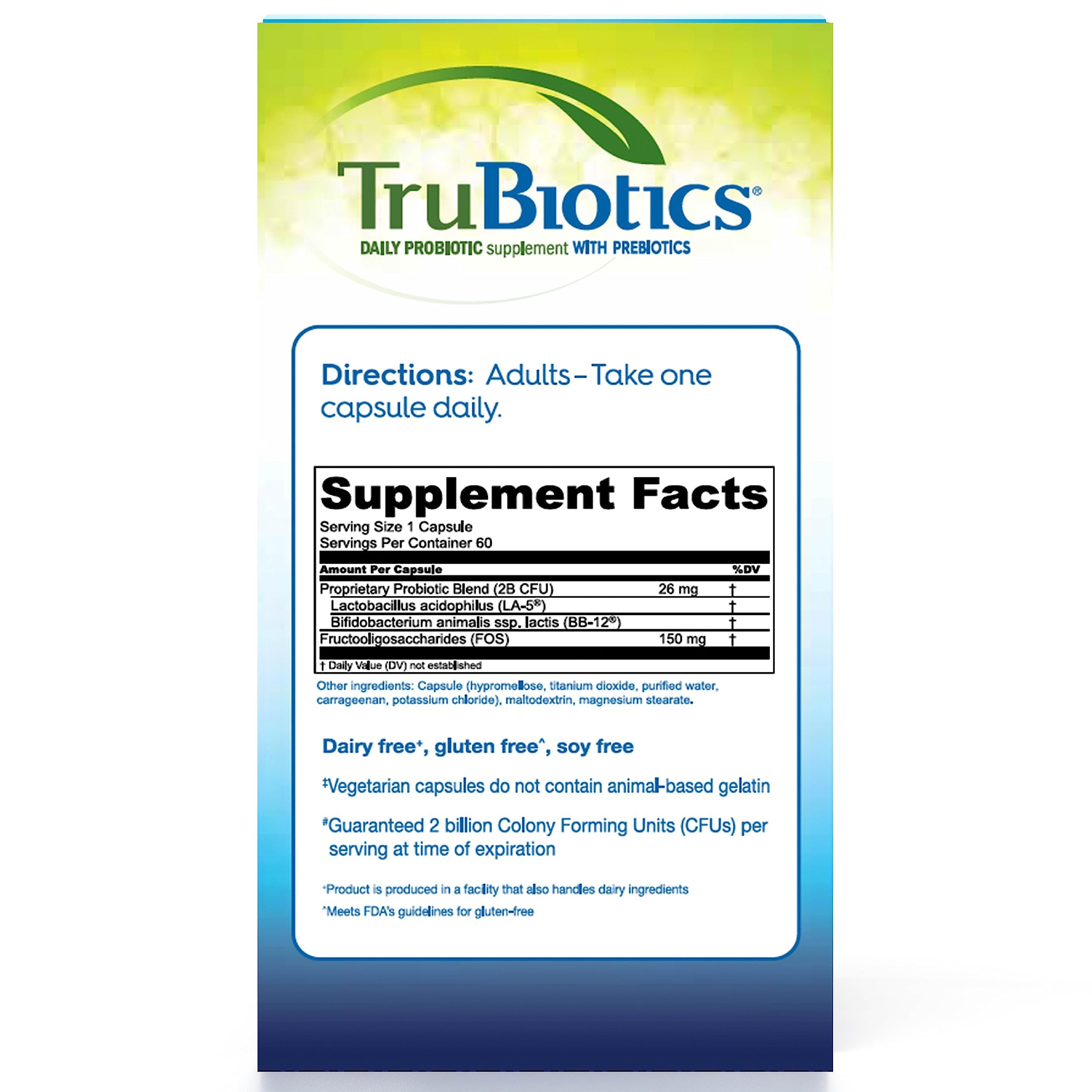 TruBiotics prebiotic blend capsules nourishing beneficial gut bacteria.