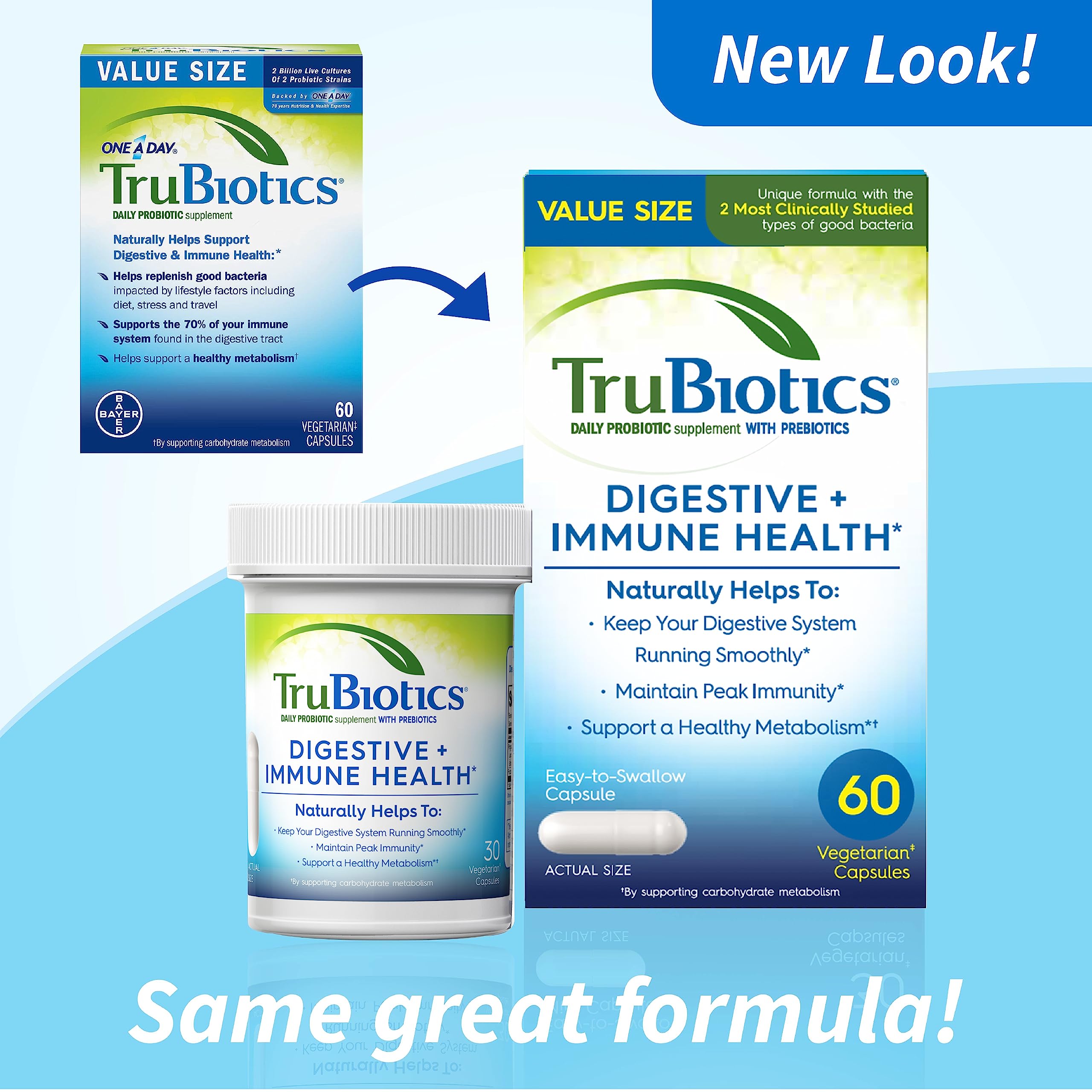 TruBiotics regularity capsules ready for daily digestion support.