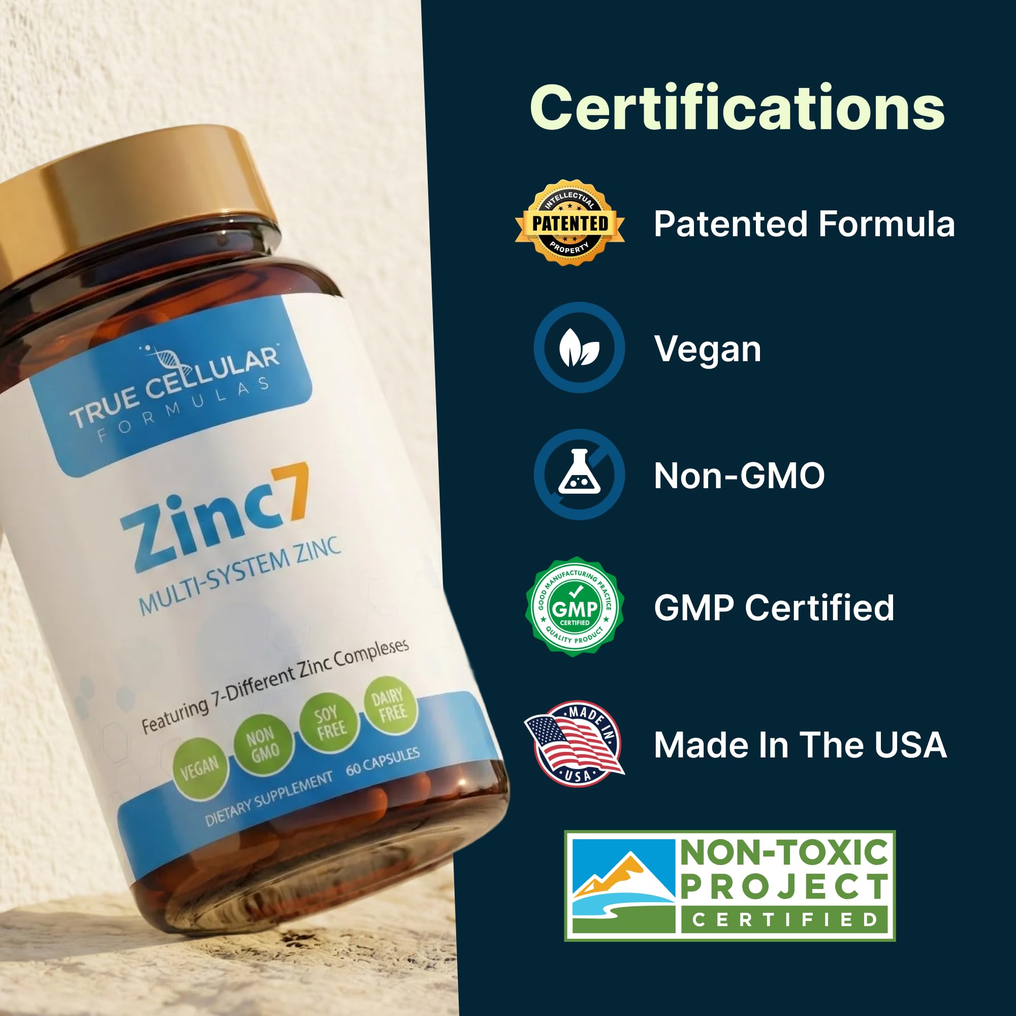 True Cellular Formulas Zinc7 glass with water ready for daily routine