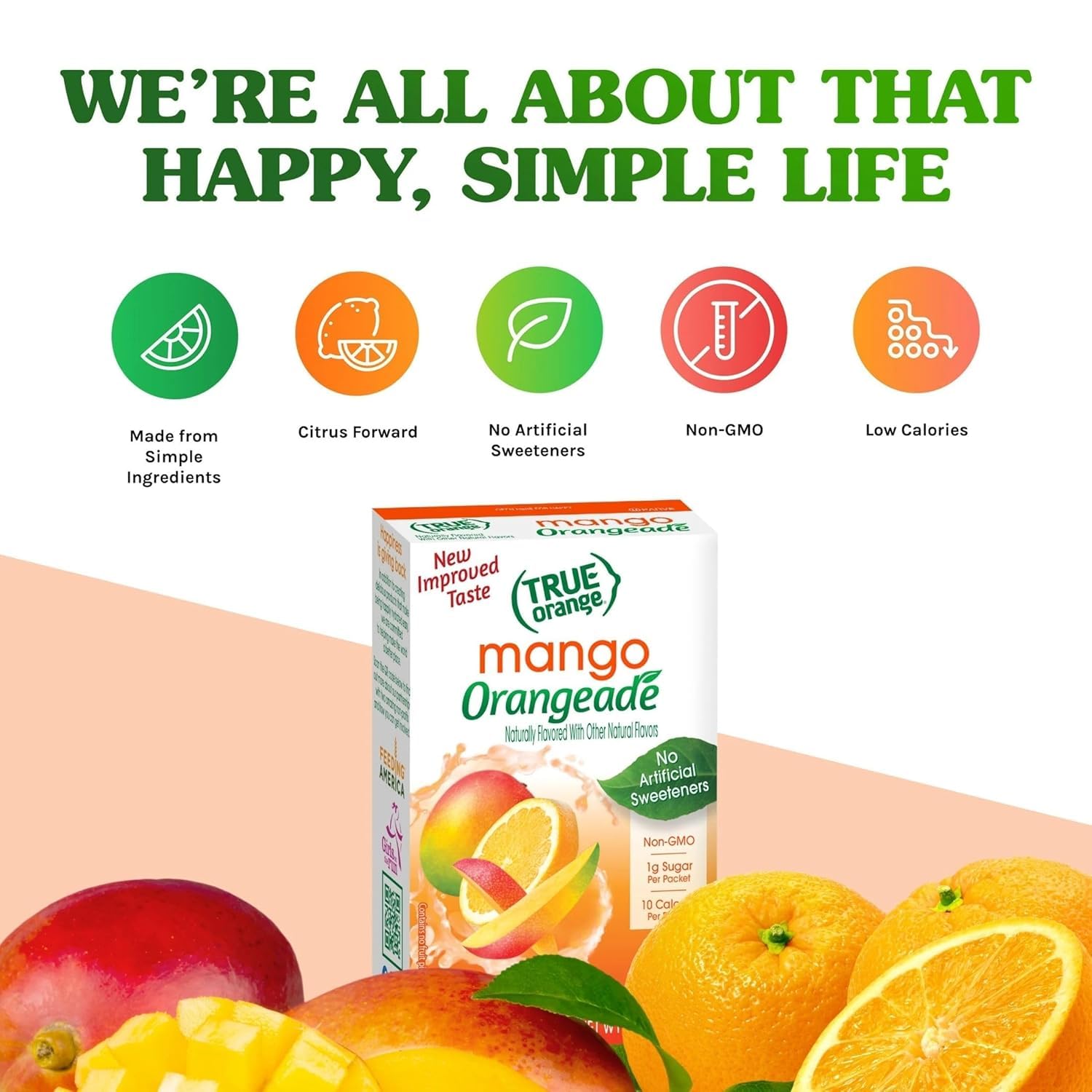 No artificial sweeteners badge on True Citrus packaging