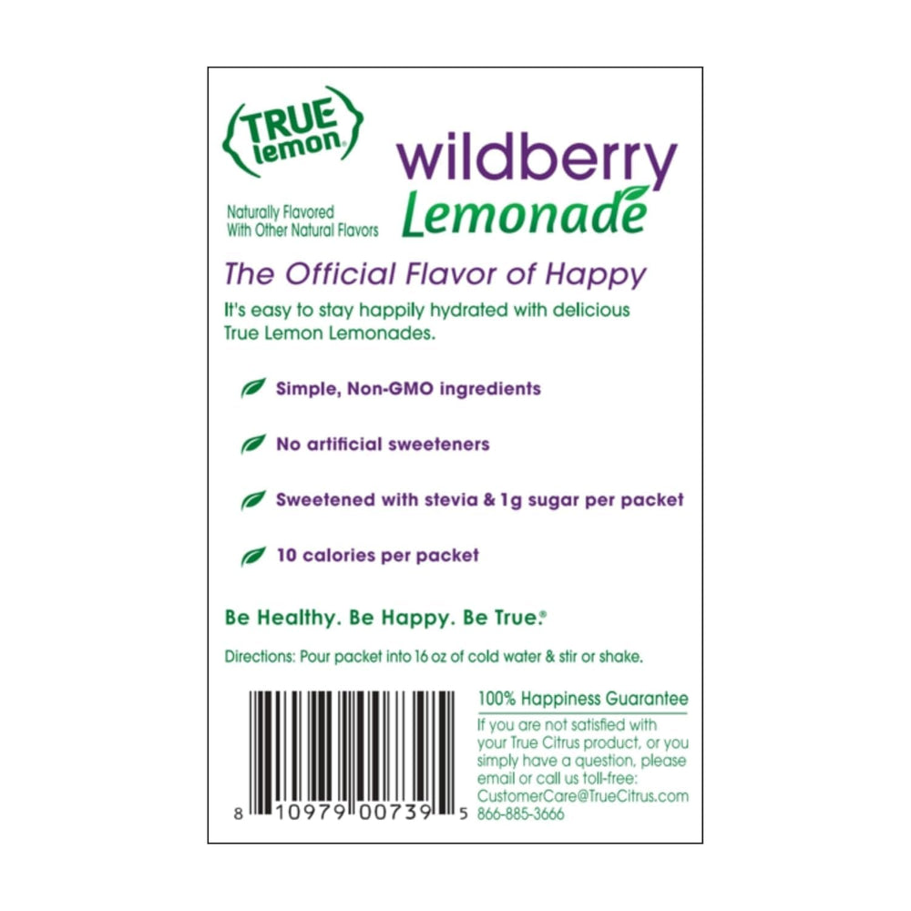 No artificial sweeteners and gluten-free True Citrus Wildberry Lemonade.