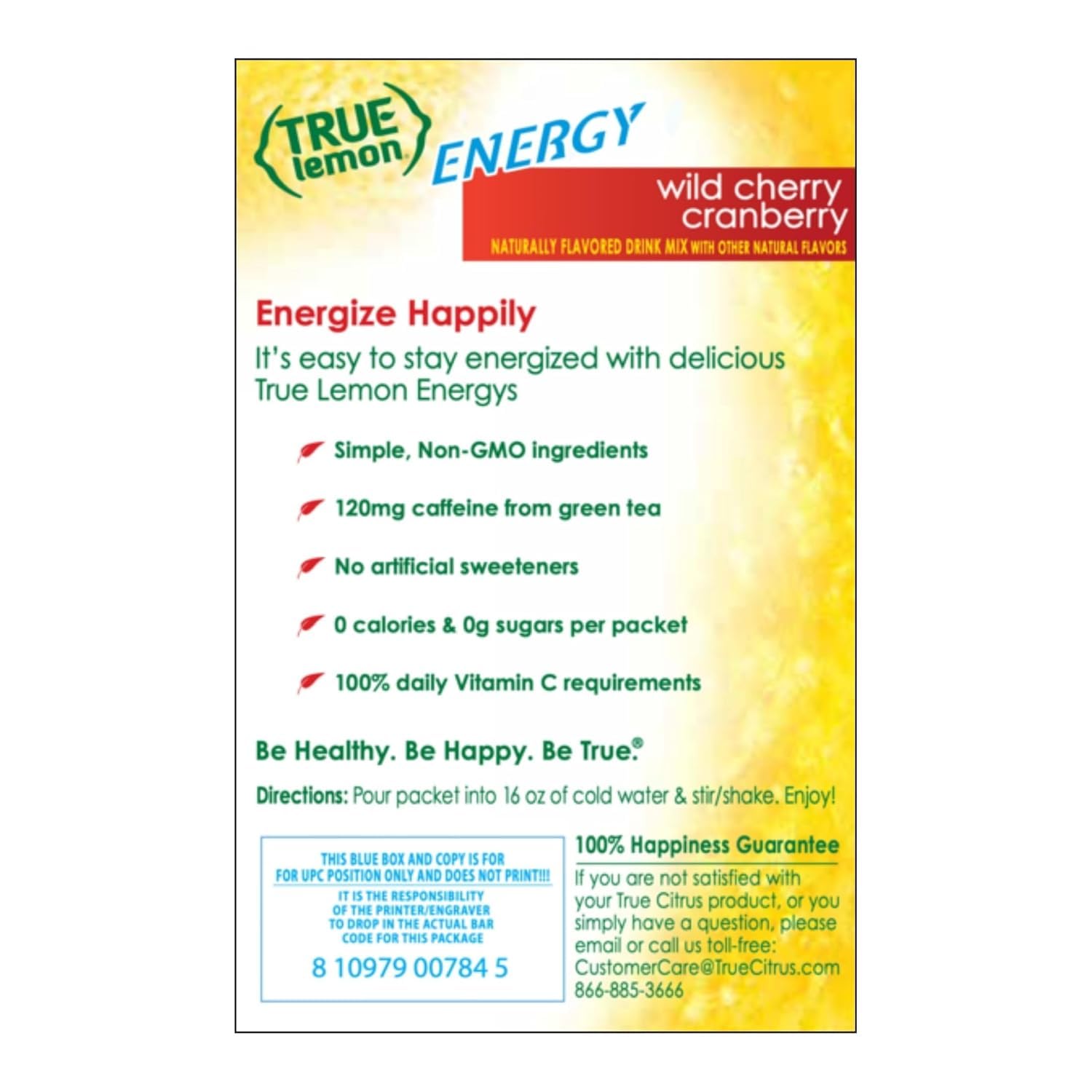 12-pack box of True Lemon Energy Wild Cherry Cranberry on shelf