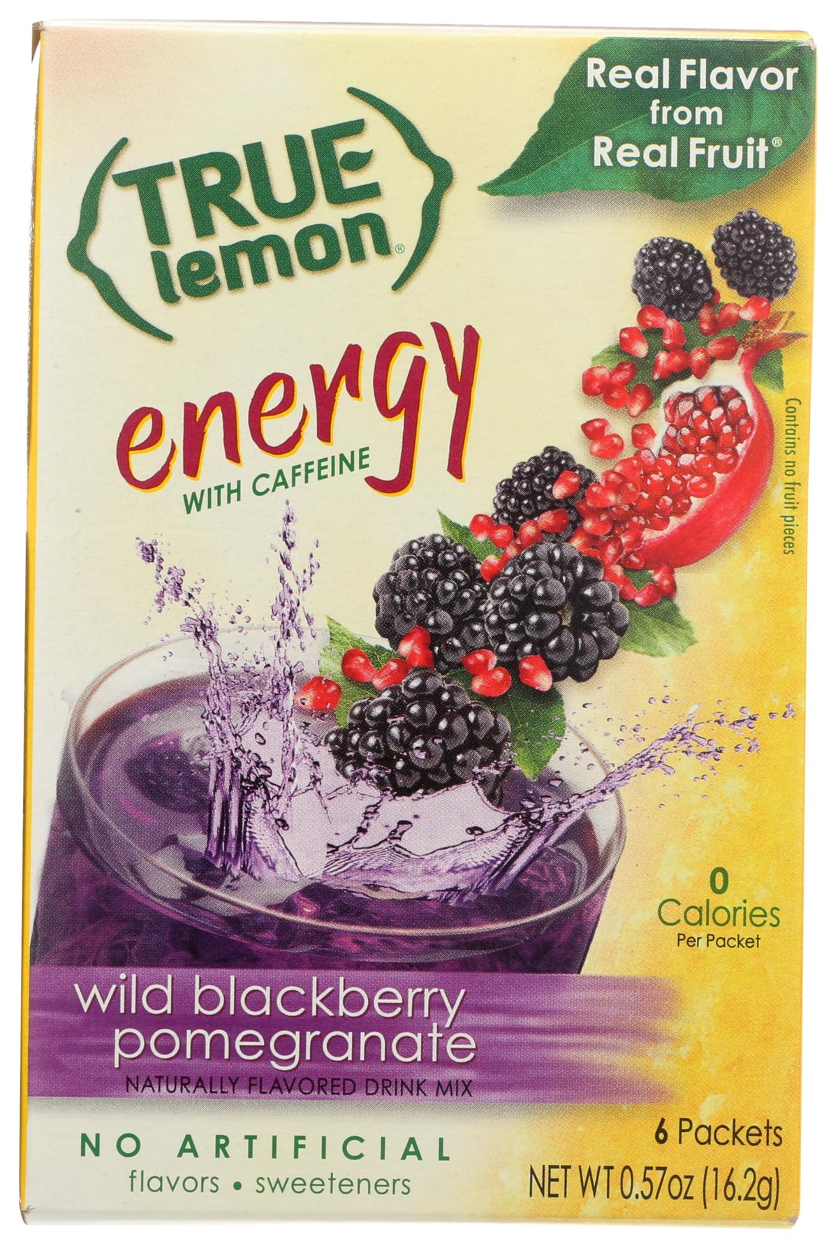 True Lemon Energy Wild Blackberry Pomegranate packet ready to mix for a refreshing boost.