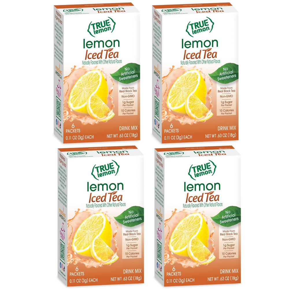 True Lemon Lemon Iced Tea Mix box front, ready for refreshment.