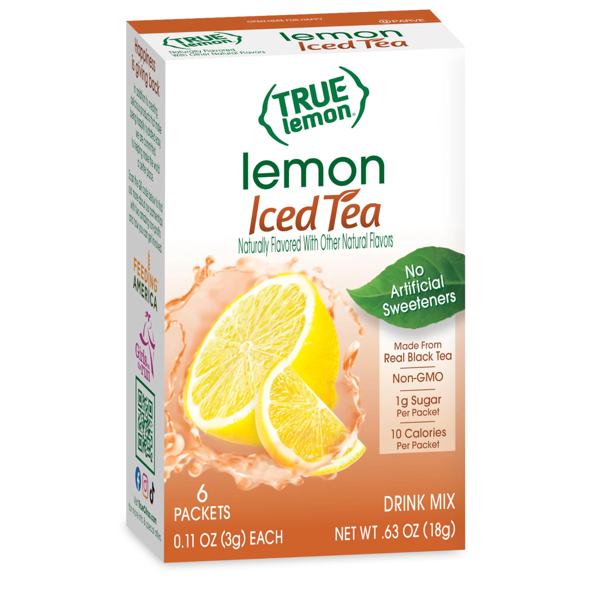 Glass of iced tea brewed with True Lemon mix, crisp lemon aroma.