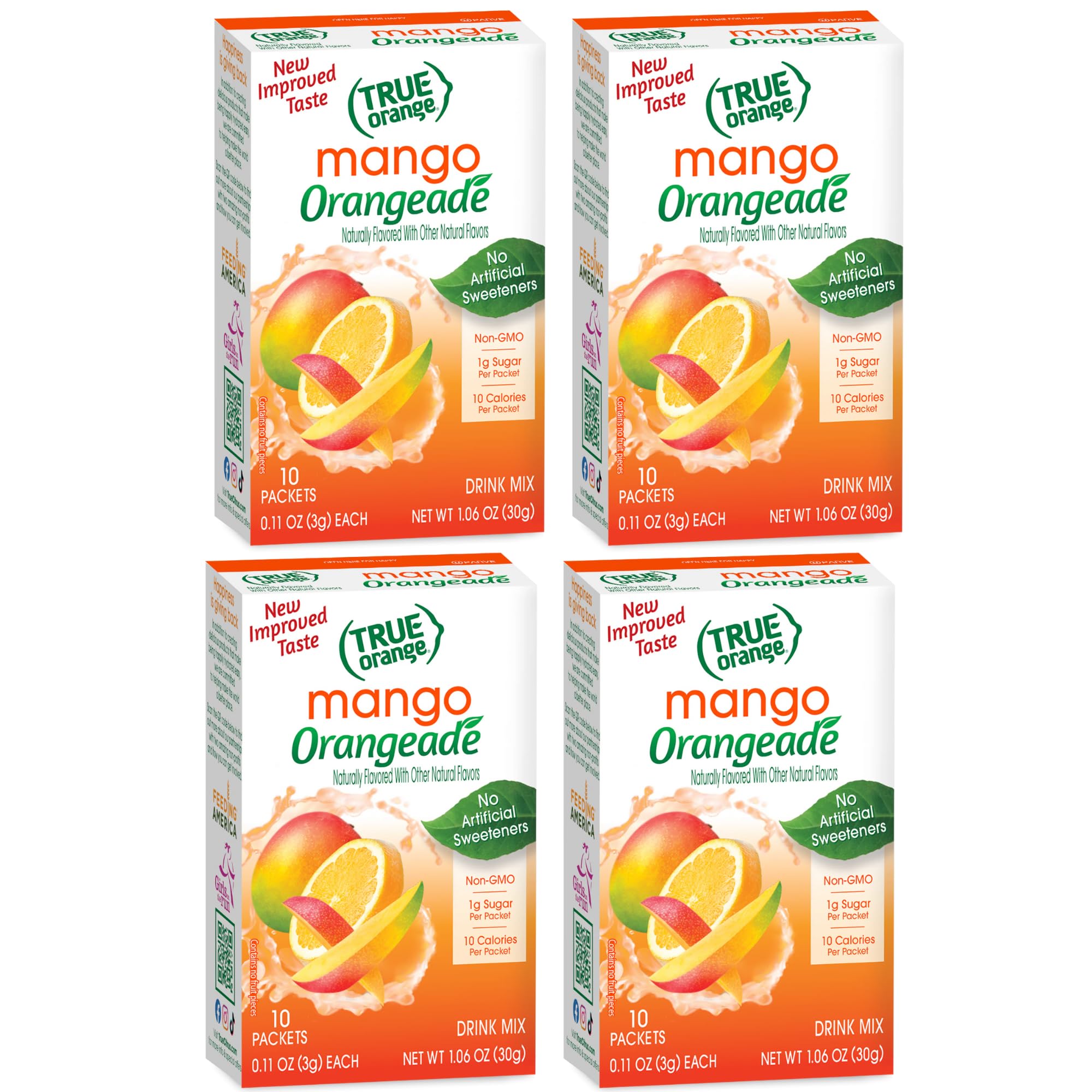 True Lemon Mango Orange Drink Mix 10-count pack shown for convenient hydration.