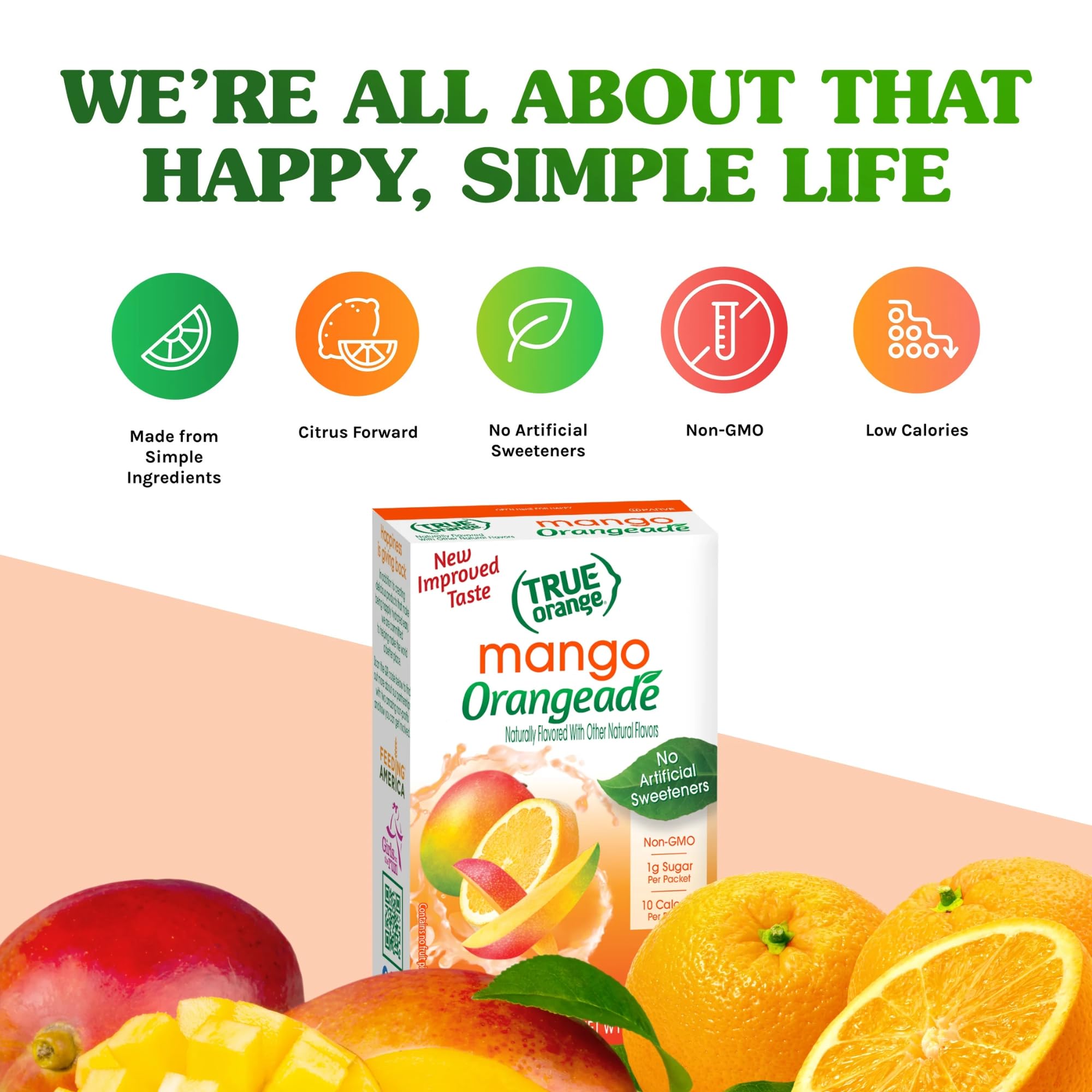 True Lemon Mango Orange Drink Mix glass ready for a refreshing citrus drink.