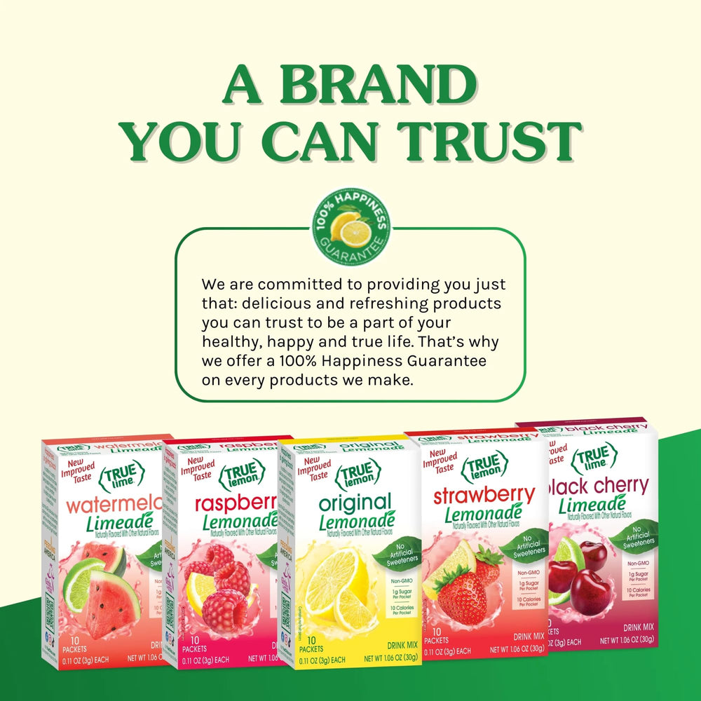 True Lemon Mango Orange Drink Mix hero shot evokes bright citrus flavor.