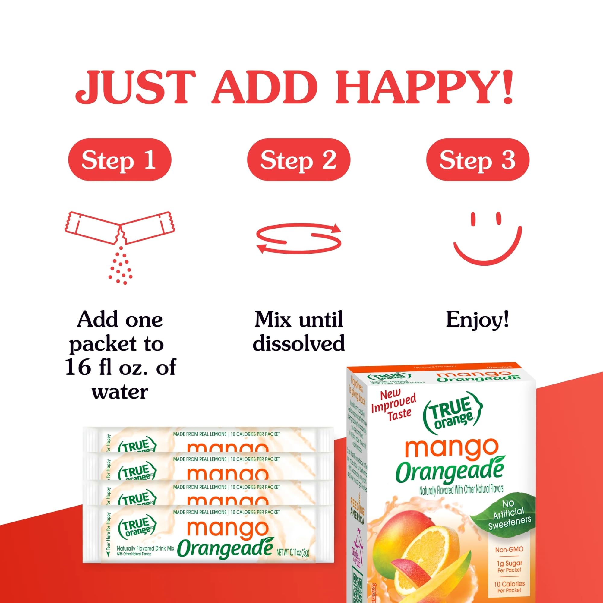 True Lemon Mango Orange Drink Mix package displayed on shelf for everyday use.