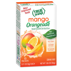 True Lemon Mango Orange Drink Mix packets closed highlight compact packaging.
