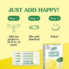 Close-up of True Lemon Original Lemonade packet showing content