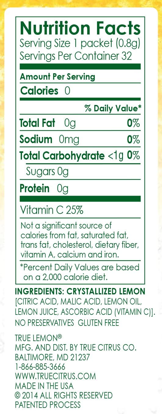 True Lemon provides vitamin C during drinks.