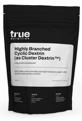 True Nutrition HBCD powder bottle ready for rapid energy during workouts.