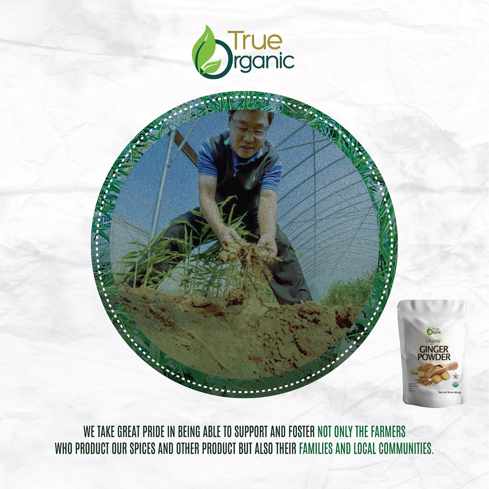 True Organic Ceylon Ginger powder, ideal for adding warmth to recipes and beverages.
