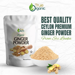 True Organic Ceylon Ginger powder, packaged for kitchen use, preserving flavor and aroma.