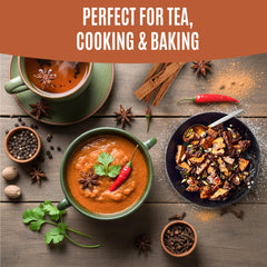 True Organic star anise in tea cup reveals warm spice notes.
