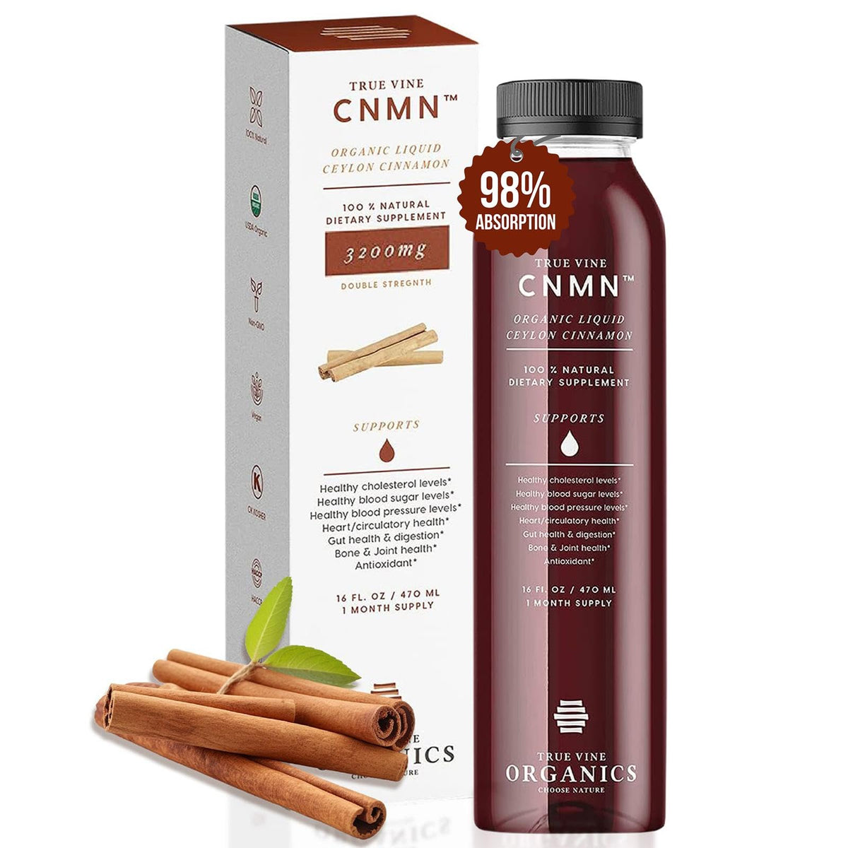 True Vine liquid cinnamon bottle for daily digestion support