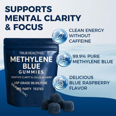 TRUEHEALTHIC Methylene Blue Gummies 30-count bottle; simple routine.
