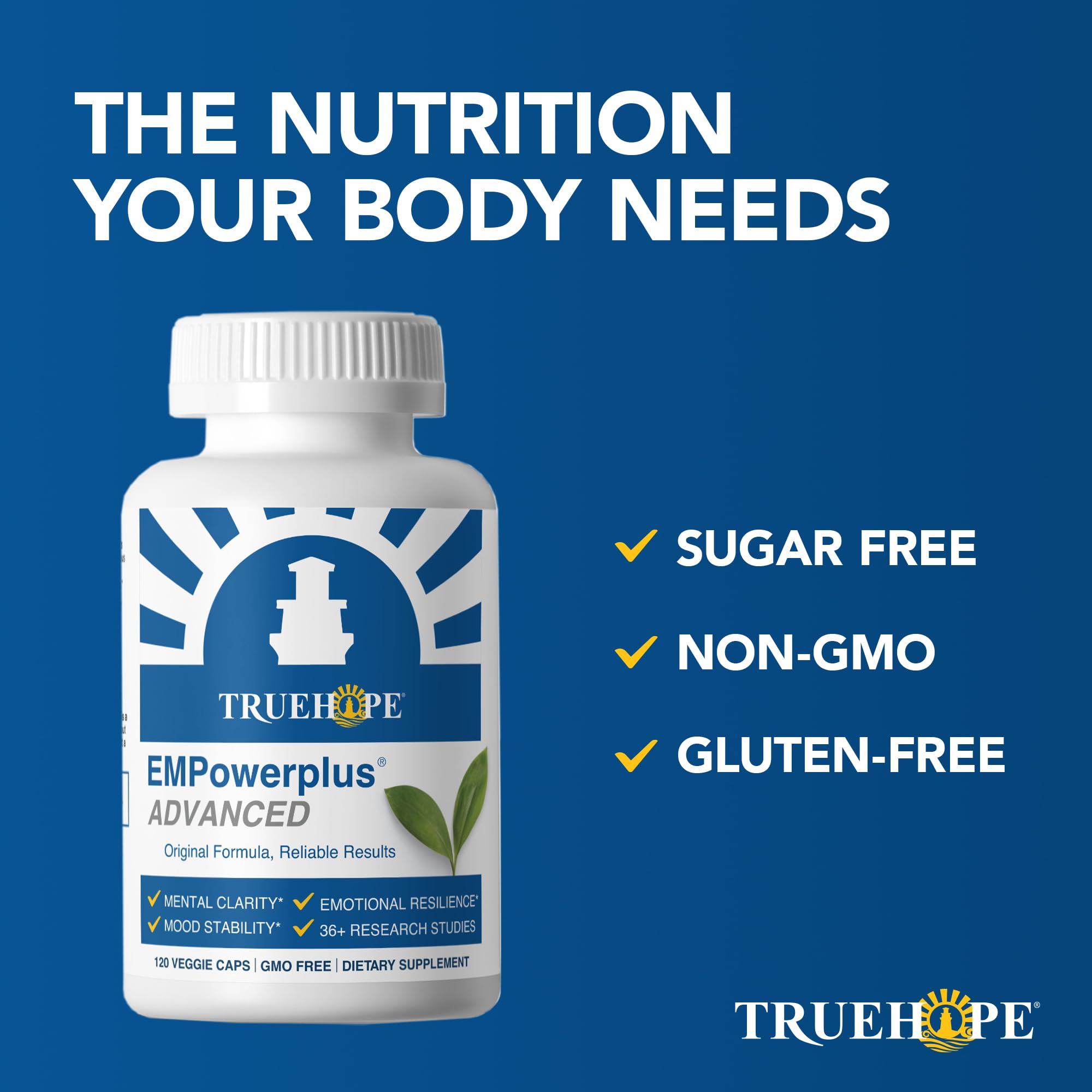 Truehope EMPowerplus Advanced glass of water with pills ready to take.