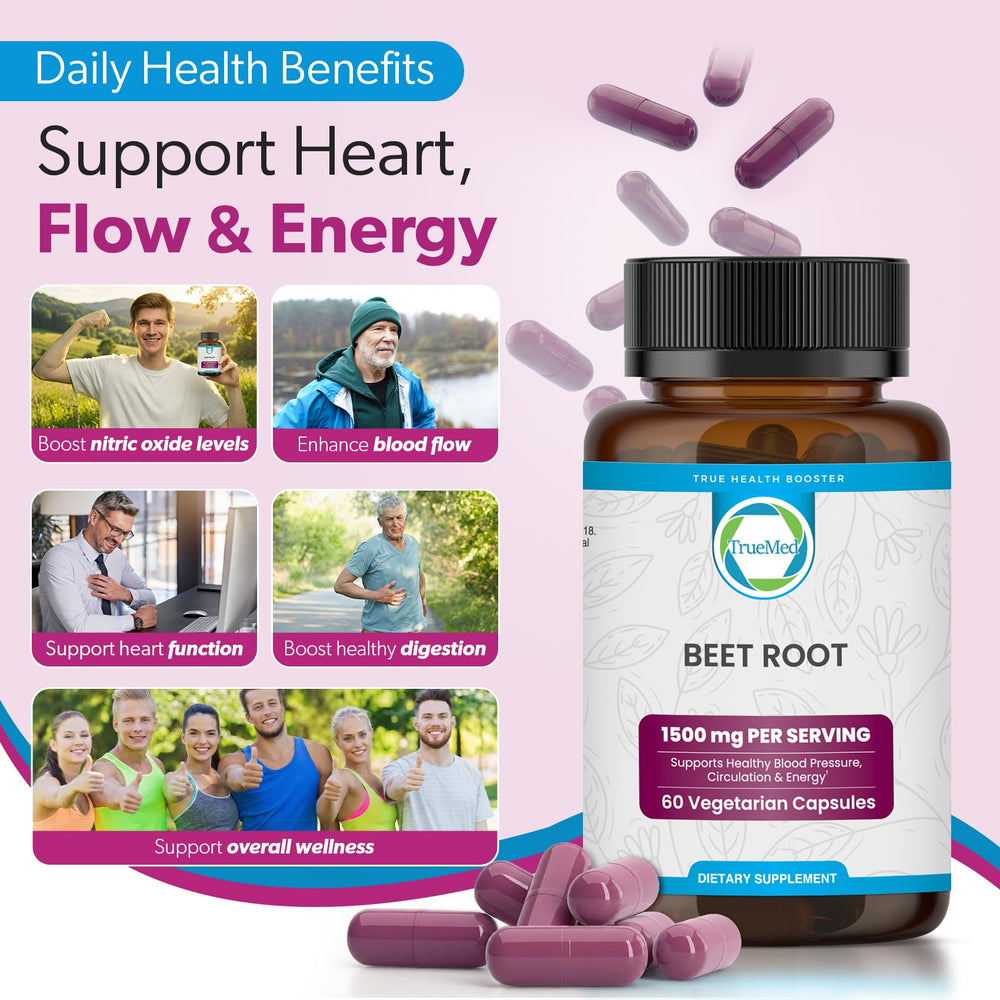 TrueMed organic beetroot capsules texture close-up on capsule surface