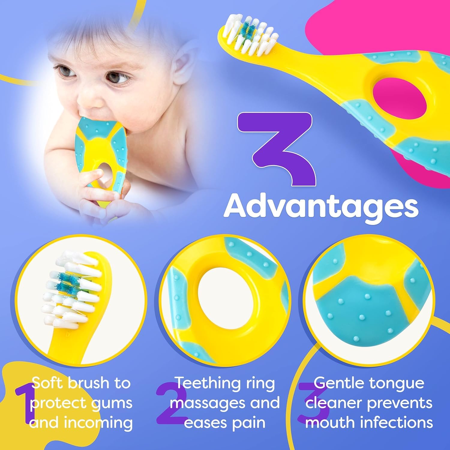 Trueocity toddler toothbrush small head for precise brushing in tiny mouths.