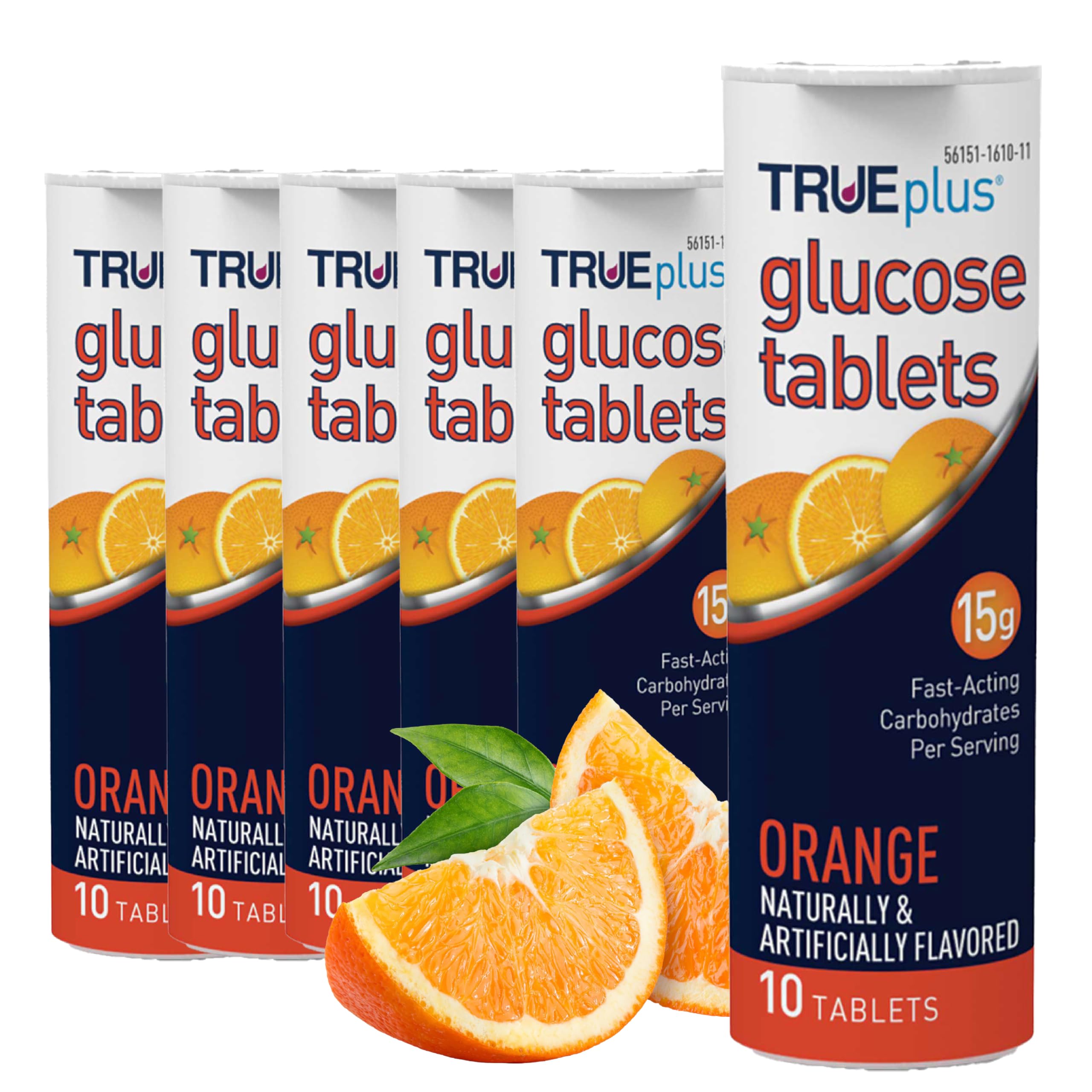 TRUEplus Glucose Tablets orange flavor tube ready for on-the-go energy