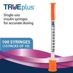 TRUEplus insulin syringe safety cap shown for safe handling