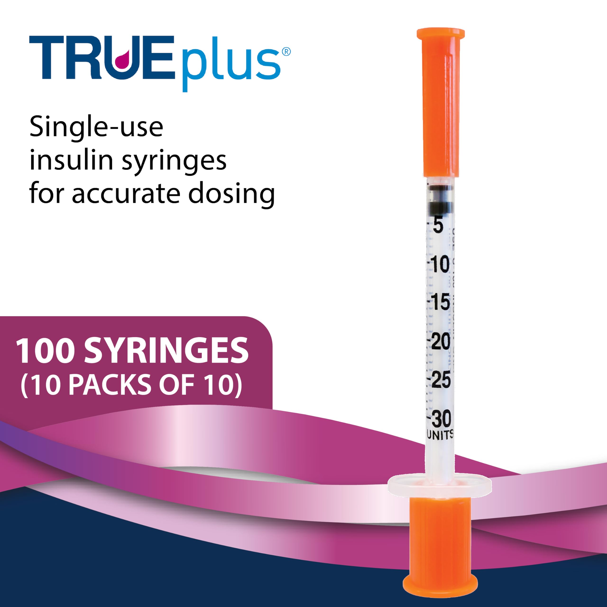 TRUEplus syringe barrel with large unit lines aids precise dosing.