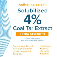 True+Real coal tar gel bottle side view for easy, routine use.