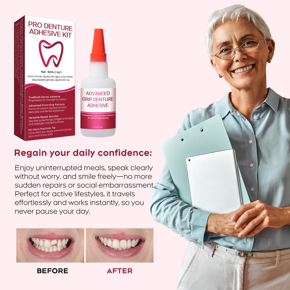 TrueRush easy-clean-residue-removal allows warm-water cleanup without denture damage