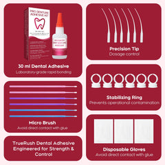 TrueRush instant bonding for denture-parts provides a strong hold during repairs