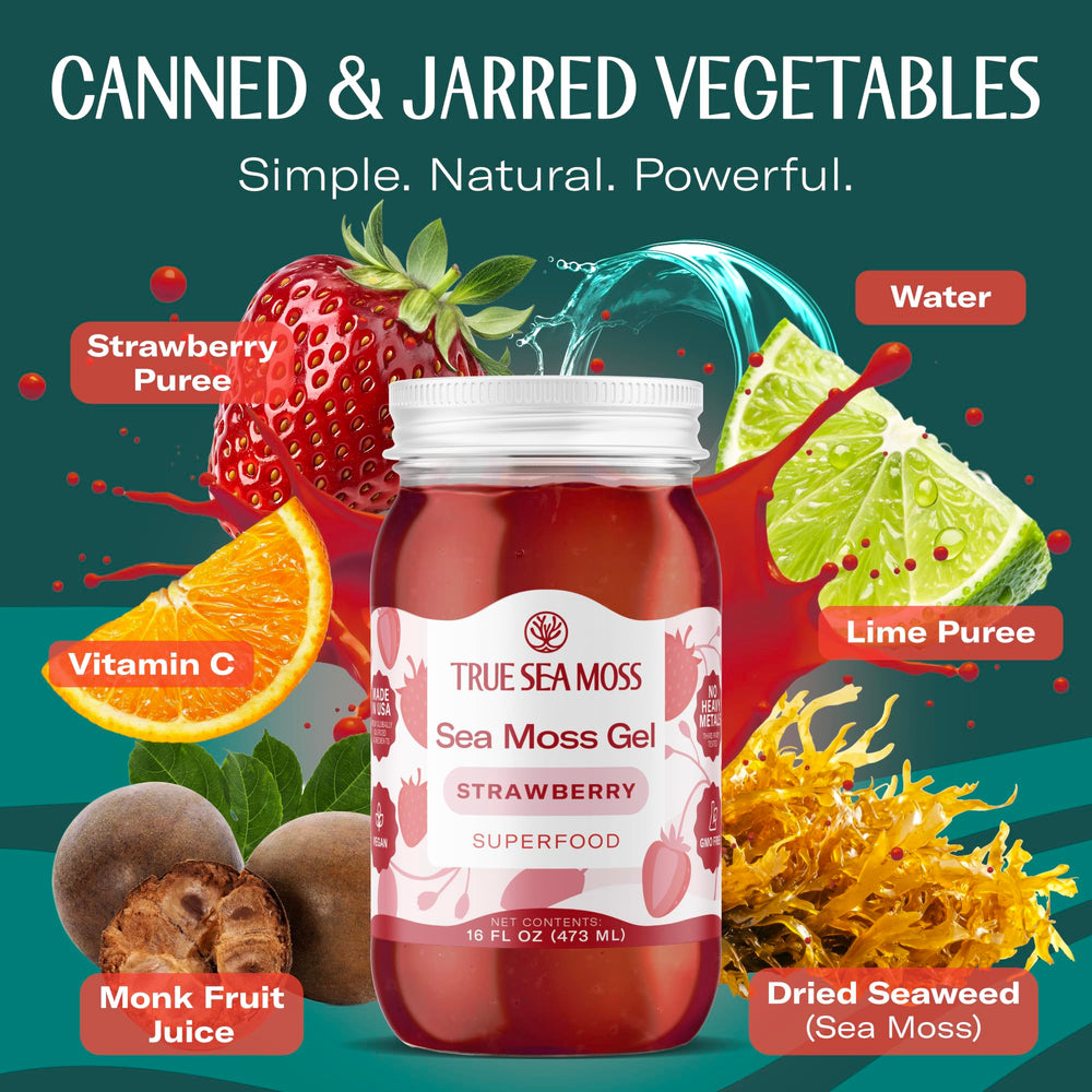 TrueSeaMoss USA-made label emphasizing quality and global sourcing.