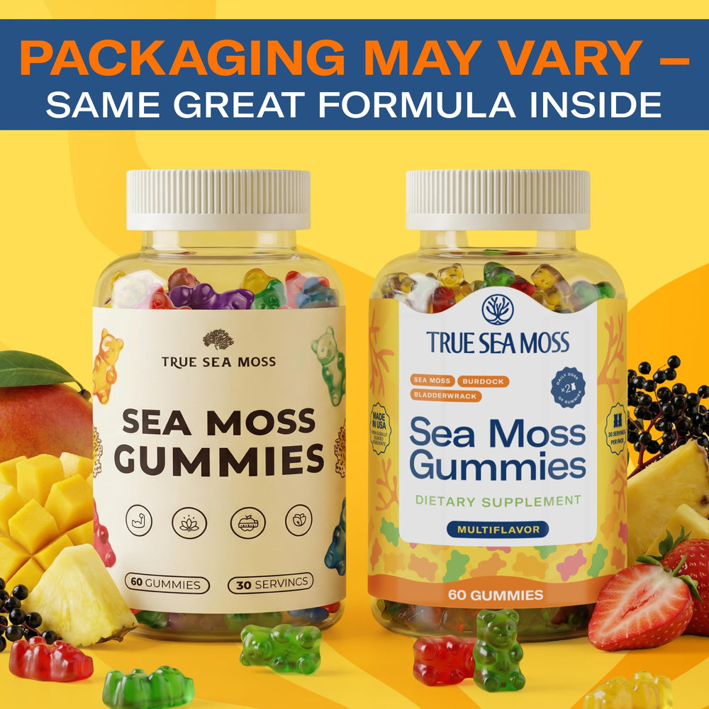 TrueSeaMoss gummies on spoon ready to enjoy fruity flavor