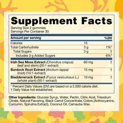 TrueSeaMoss label close-up showing extract amounts for informed use