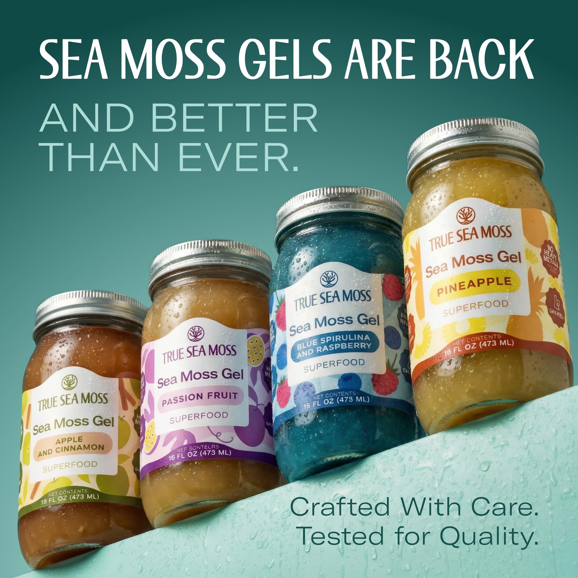 TrueSeaMoss sea moss gel jar closeup highlights smooth gel and color variation