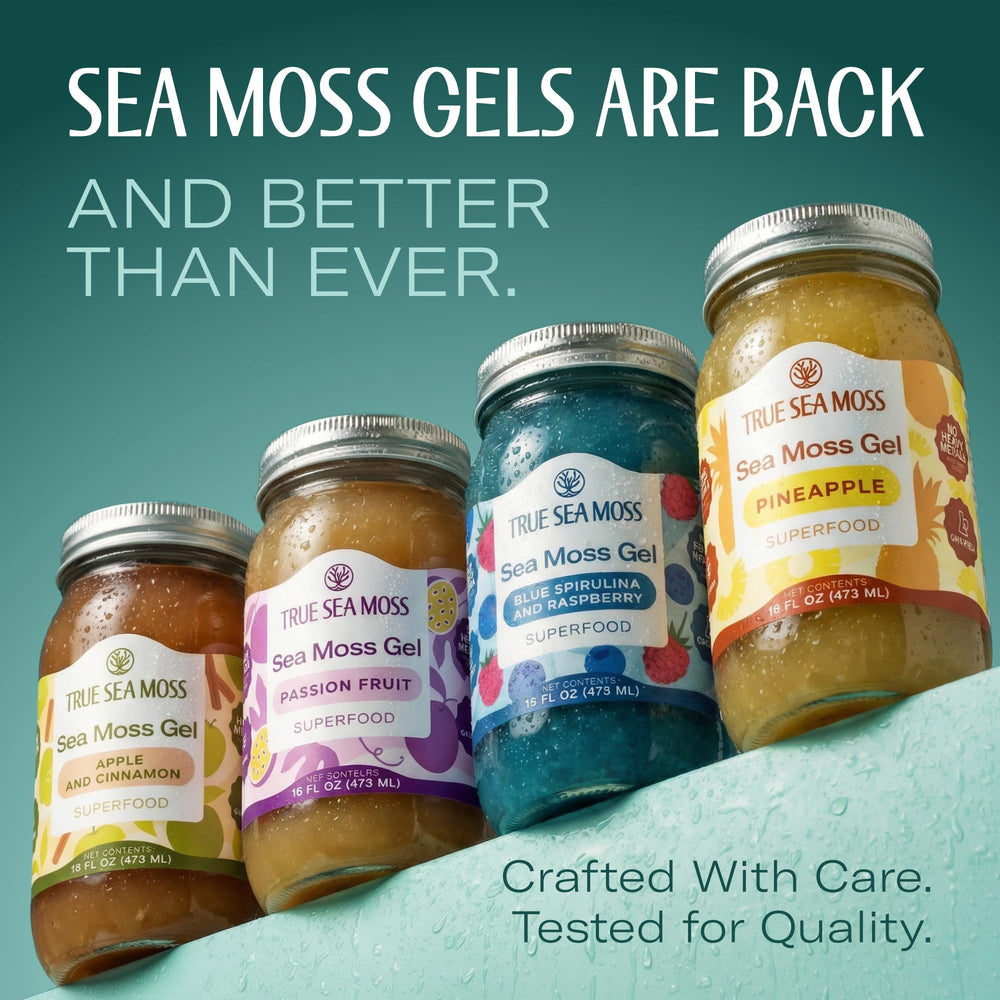 TrueSeaMoss sea moss gel jar closeup highlights smooth gel and color variation