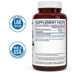 Truevantage DHEA label close-up with gluten-free, soy-free formula.