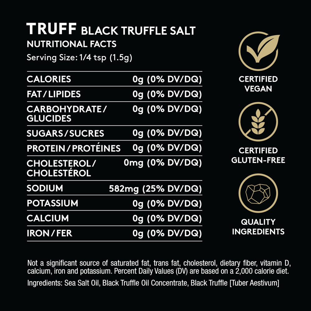 TRUFF blend of fine and coarse sea salt with truffle notes