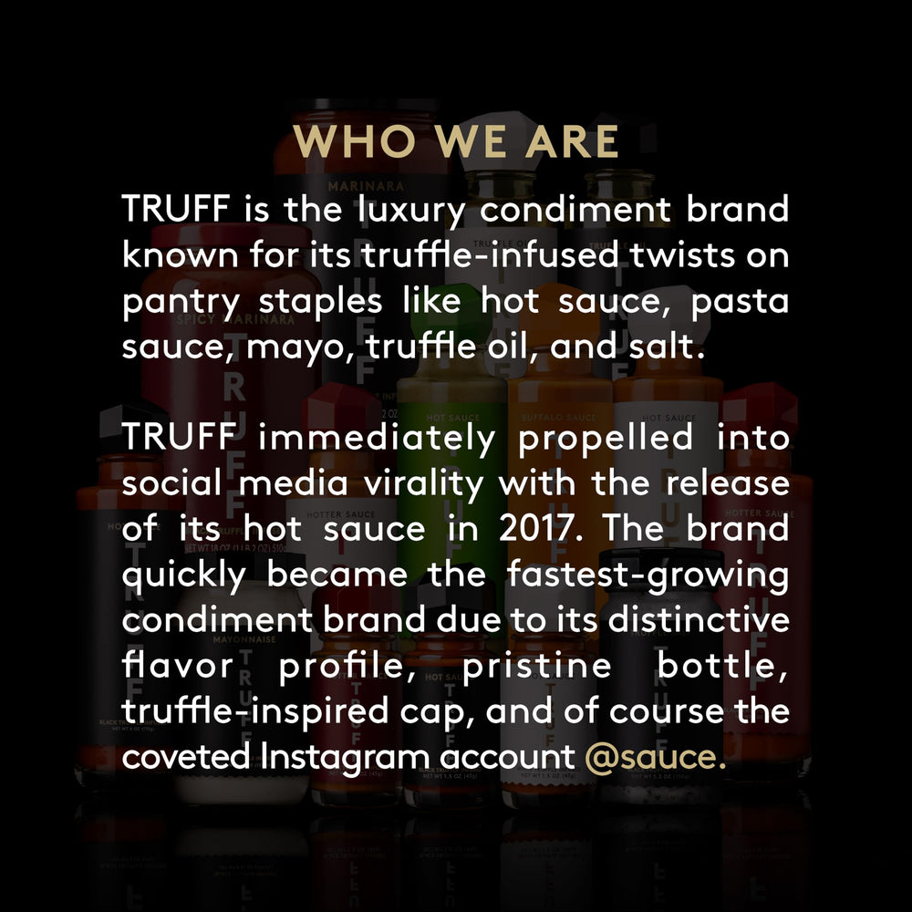 TRUFF Jalapeño Lime Hot Sauce glass bottle label close-up.