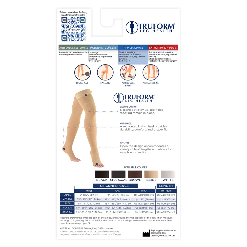 Truform latex-free nylon-spandex blend for durable support.
