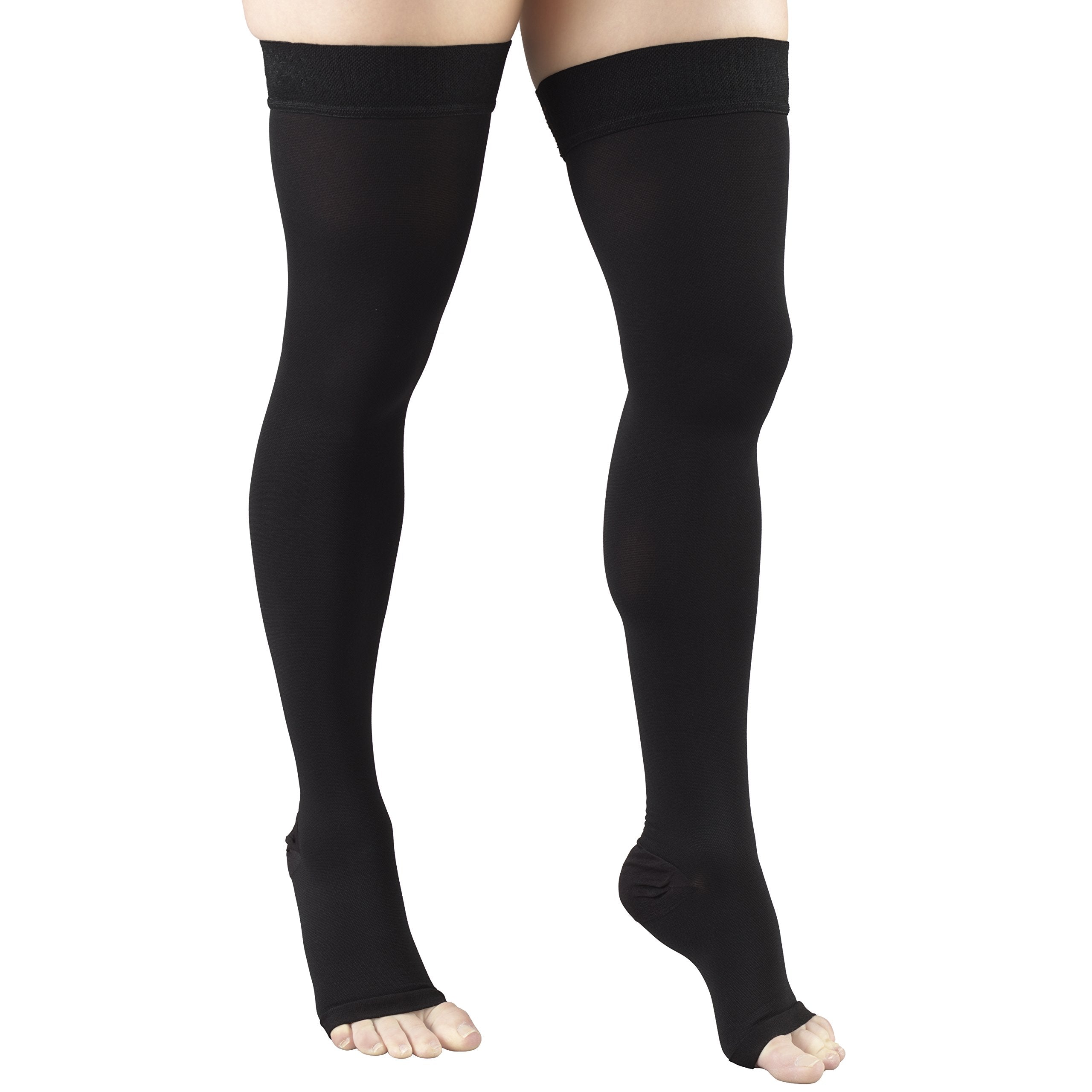 Truform silicone grip top band keeps stockings in place.