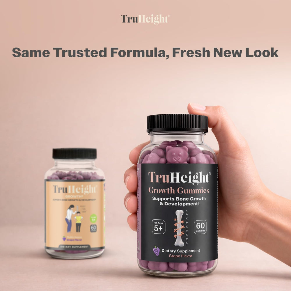 TruHeight Ashwagandha pure blend label highlighting additive-free formula.