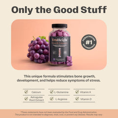 TruHeight calcium and vitamins D3 K2 nutrients for nutrient balance and absorption.