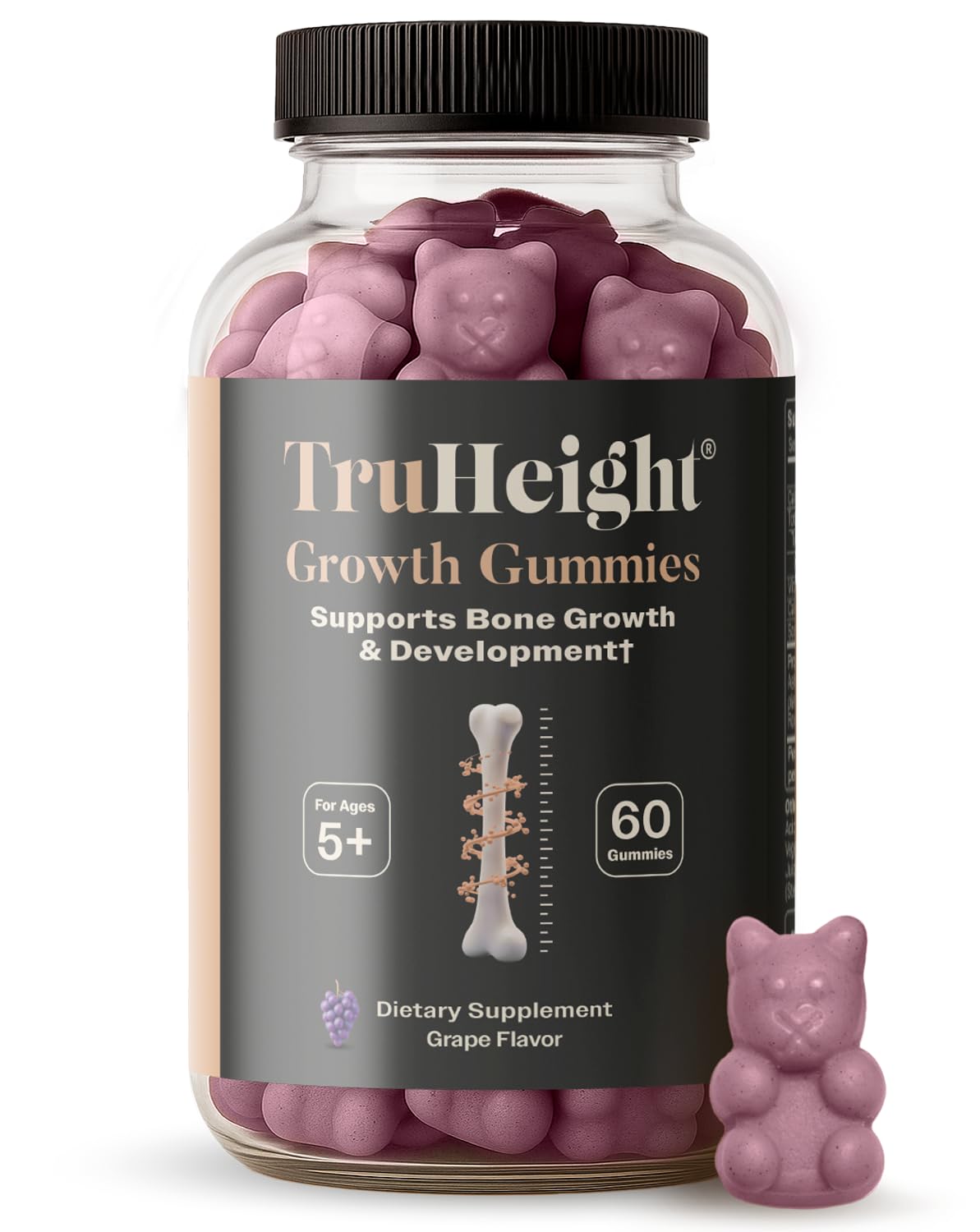 TruHeight Growth Gummies bottle with grape flavor for kids' daily vitamin routine.