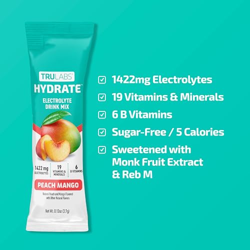 TRULABS Hydrate Peach Mango stick pack for convenient on-the-go hydration