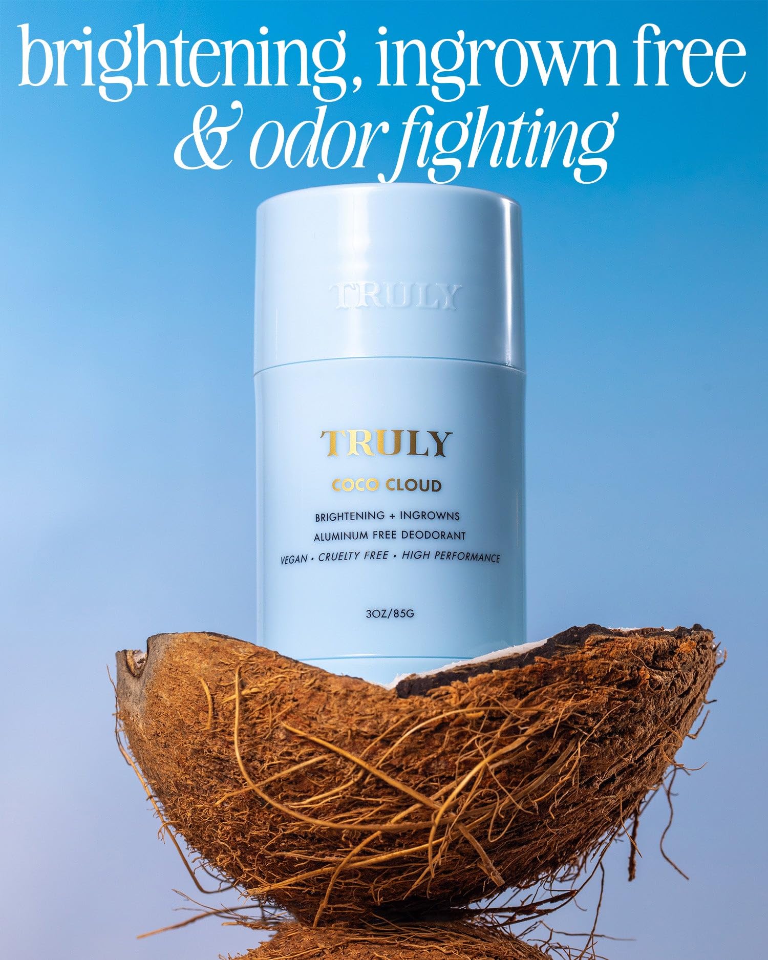 Truly Coco Cloud deodorant cap shows premium branding and easy-to-use packaging.